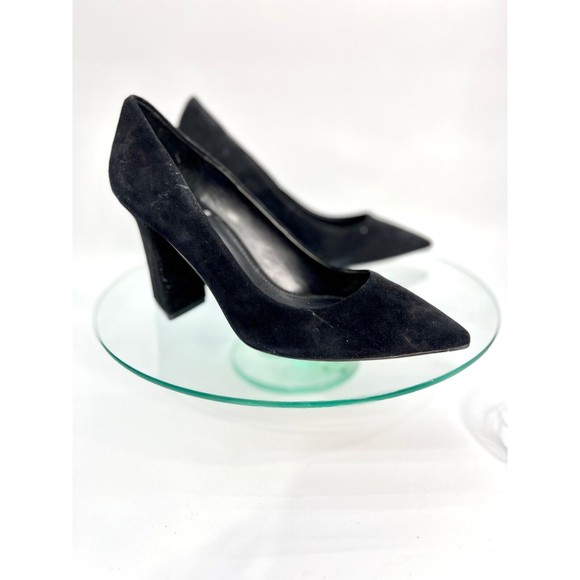 Vince Camuto Candera Heels 9 Black Suede Leather Pointed Toe - Picture 1 of 15